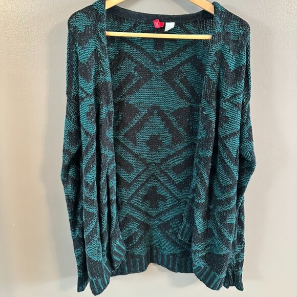 Divided H&M Green and Black Southwest Long Cardigan XS - Picture 1 of 5